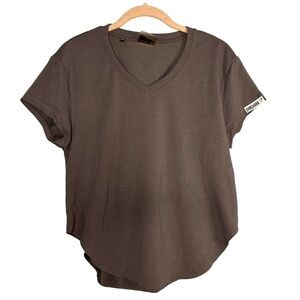 Gymshark Gray V Neck Short Sleeve Shirt Size Small